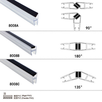 Buenos sellos impermeables del PVC de la tira magnética de la puerta de la ducha de la resistencia para el vidrio de 8m m