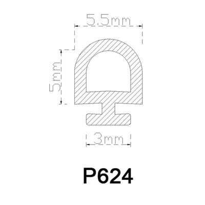 Tipo de goma tiras de la ranura del negro del sello del Pvc de la reducción del nivel de ruidos para el perfil de aluminio